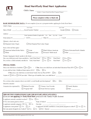 Head Start/Early Head Start Application