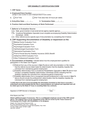 CRP Disability Certification Form