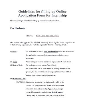 INSPIRE Internship Application Form