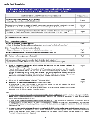 Alpha Bank Romania Credit Application