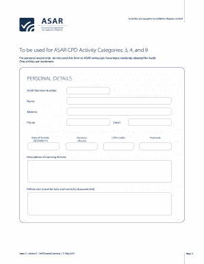 ASAR Self-Directed Learning Activity Statement