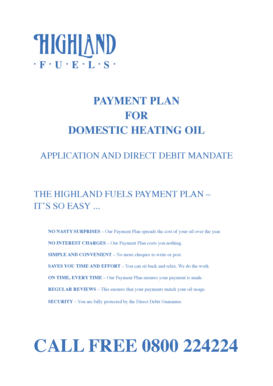 Highland Fuels Domestic Heating Oil Payment Plan Application