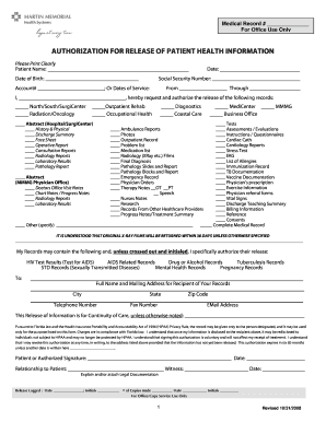 Authorization for Release of Patient Health Information