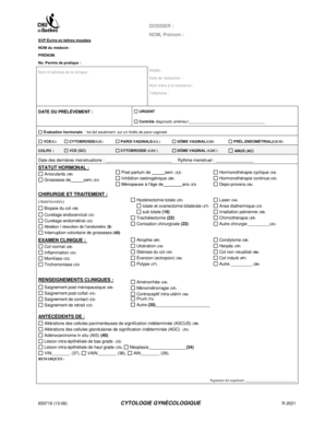 Formulaire de cytologie gynécologique du Québec
