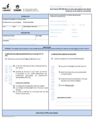 FORMULAIRE DE DÉTECTION DU VPH HR