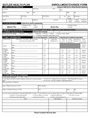 Butler Health Plan Enrollment Form