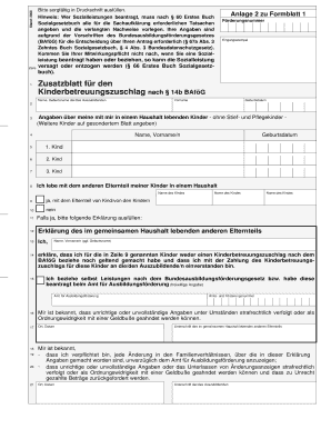 Zusatzblatt für den Kinderbetreuungszuschlag nach § 14b BAföG