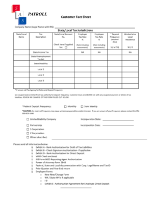 Customer Fact Sheet and Bank Authorization Forms