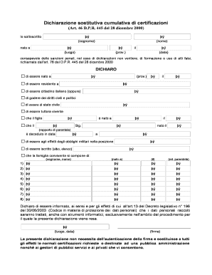 Dichiarazione sostitutiva cumulativa di certificazioni