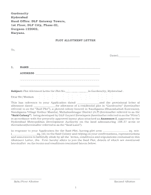 Plot Allotment Letter