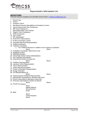 Representative Information List