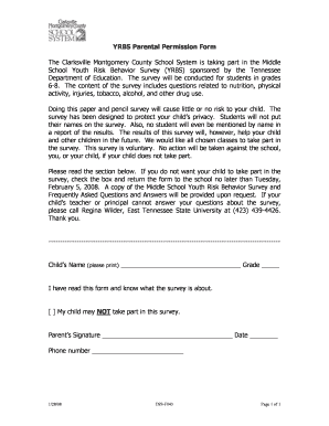 YRBS Parental Permission Form