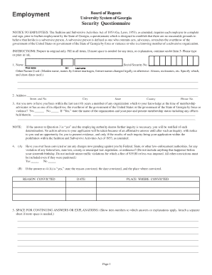 Georgia Security Questionnaire