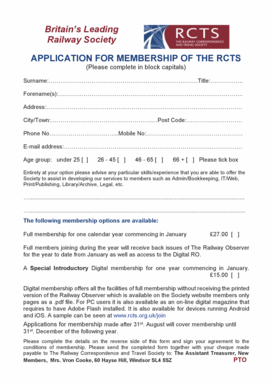 RCTS Membership Application Form