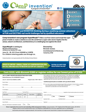 Camp Invention Registration Form