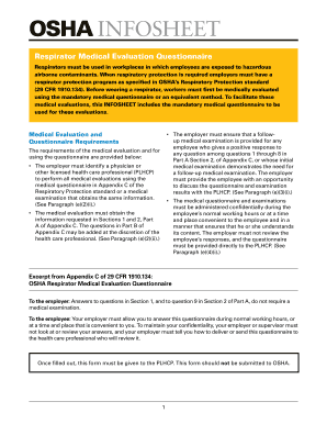 OSHA Respirator Medical Evaluation Questionnaire