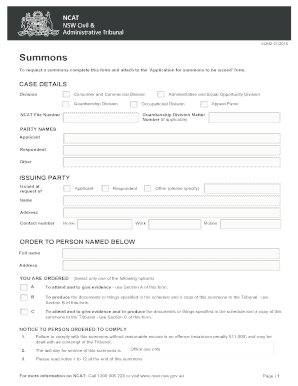NSW Summons Form SUM2-01/2015