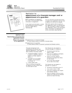 Application to Appoint a Financial Manager and/or Guardian