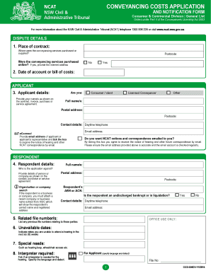 Conveyancing Costs Application Form