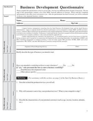 Business Development Questionnaire