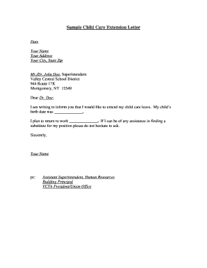 Child Care Leave Extension Letter