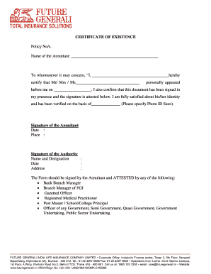 Certificate of Existence