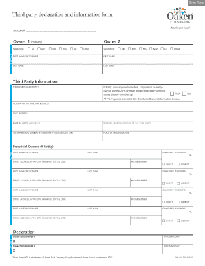 Third Party Declaration and Information Form