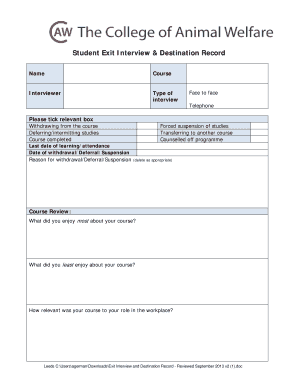 Student Exit Interview Form