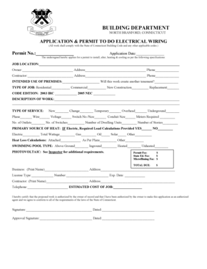 Electrical Wiring Permit Application