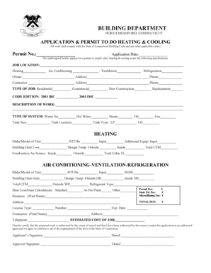 Heating and Cooling Permit Application