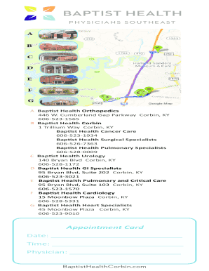 Baptist Health Appointment Card