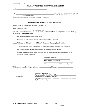 Military Discharge Certificate Release Form