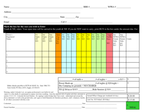 Colorado Horse Race Entry Form