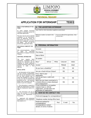 Limpopo Internship Application Form