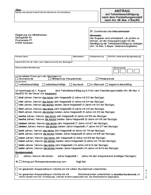 Antrag auf Teilzeitbeschäftigung nach dem Freistellungsmodell