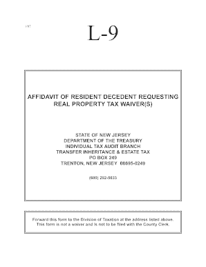 New Jersey Resident Decedent Tax Waiver Affidavit