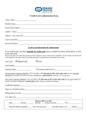 Credit Card Authorization Form