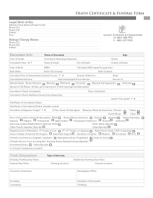Death Certificate & Funeral Form
