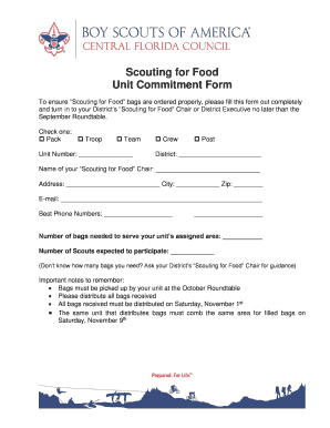 Scouting for Food Unit Commitment Form