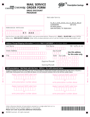 Caremark Mail Service Order Form