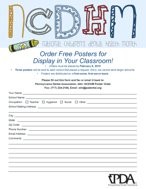Pennsylvania Dental Association Poster Order Form
