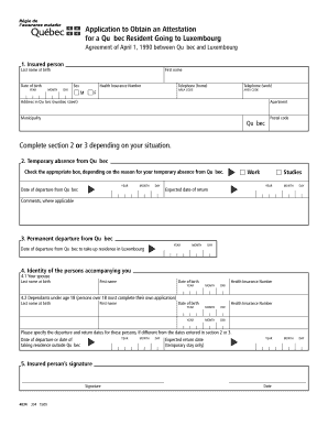 Québec Luxembourg Health Insurance Attestation Application