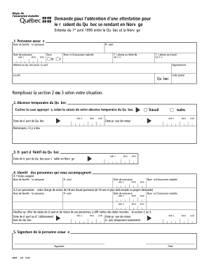 Demande pour l’obtention d’une attestation pour le résident du Québec se rendant en Norvège