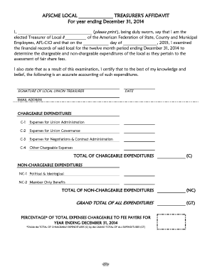 AFSCME Local Treasurer's Affidavit