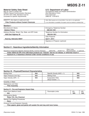 Material Safety Data Sheet MSDS Z-11
