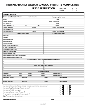 Howard Hanna William E. Wood Lease Application