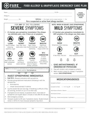 Student Allergy Action Plan
