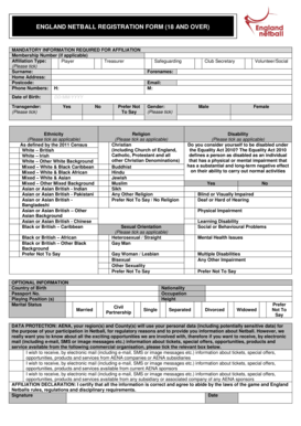 England Netball Registration Form