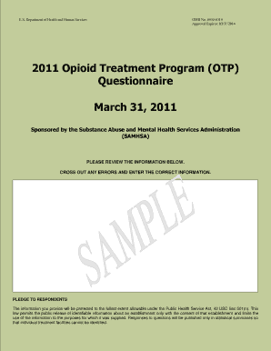 2011 Opioid Treatment Program Questionnaire