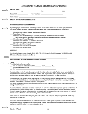 Authorization to Use and Disclose Health Information
